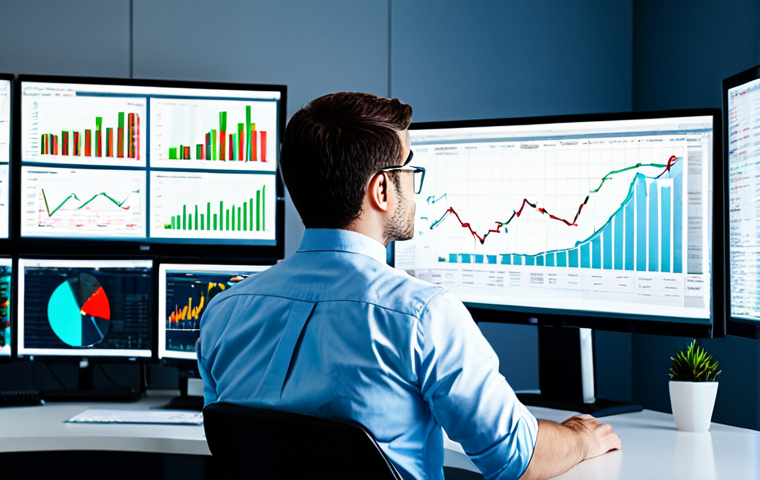 Market Analysis**

"A person in a brightly lit, modern office, fully clothed in business casual attire, analyzing a complex stock market graph displayed on a large monitor, multiple screens visible in the background displaying financial data, safe for work, appropriate content, perfect anatomy, professional, data analytics theme."

**