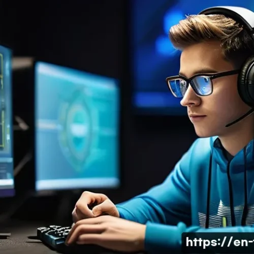 FC온라인 자주 묻는 질문 - **Virtual Transfer Market Mastermind**
    A detailed, medium shot of a young adult (20s, gender-neu...