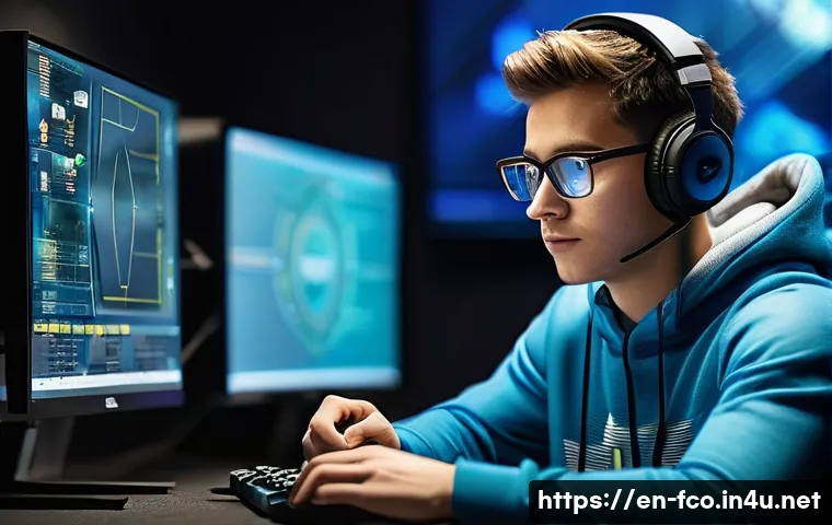 FC온라인 자주 묻는 질문 - **Virtual Transfer Market Mastermind**
    A detailed, medium shot of a young adult (20s, gender-neu...