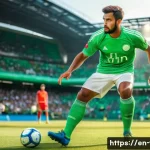 FC온라인 훈련 코칭 가이드 - **Prompt:** A highly detailed image of a professional male football player in a full, realistic foot...