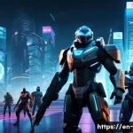 FC온라인 패치 예고 정보 - A dynamic scene of a futuristic online multiplayer battle arena showcasing diverse characters with d...