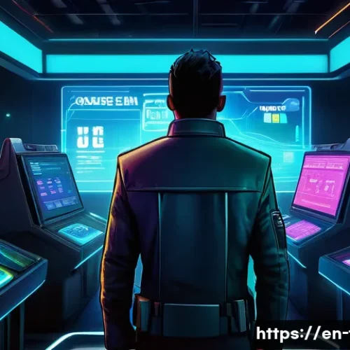 FC온라인 BP 환전 비율 - A dynamic and detailed digital illustration of a futuristic in-game marketplace bustling with divers...