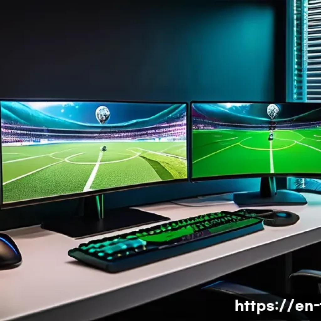 FC온라인 접속 오류 해결법 - A modern home gaming setup featuring a desktop PC connected via wired Ethernet cable to a sleek rout...
