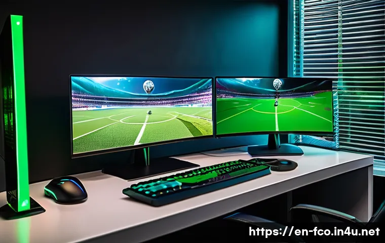 FC온라인 접속 오류 해결법 - A modern home gaming setup featuring a desktop PC connected via wired Ethernet cable to a sleek rout...