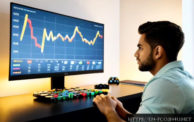 Home 15 FC온라인 성공적인 BP 투자 - Photorealistic gaming investment concept, an adult male gamer in a tidy modern home office studying ...